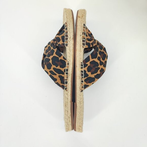 J. Crew Women's Leopard Print Brown Fabric Sandals Size 9.5 - Picture 5 of 9